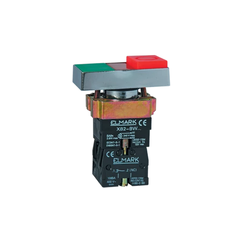 ELMARK 401844 BEÉPÍTHETŐ DUPLA NYOMÓGOMB BW 8475 224V 1NO+1NC PIROS ÉS ZÖLD+LED INDIKÁTOR EL2-BW