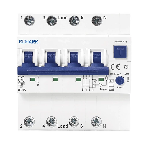 ELMARK  40470A Áram-védőkapcsoló 2 pólusú JEL4A 6kA 4P 6A/30mA RCBOJEL4A