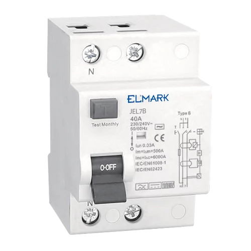 ELMARK  40850  BELECTROMAG. JEL1B  ÁRAMVÉDŐ kapcsoló, 10kA, 2P, B típus, 80A/30mAJEL7B