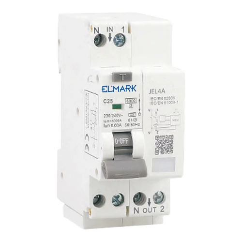 ELMARK  40874 AFDD+RCBO Áram-védőkapcsoló 2 pólusú JEL8 6KA 1P+N 25A/30MA C görbeJEL8