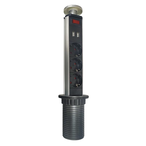 ELMARK 47006 TORONY TÖBBDUGÓS 3 SCHUKO+2 USB KRÓM