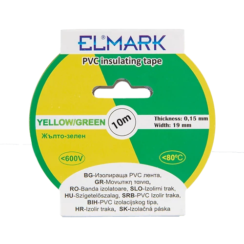 ELMARK  51015 SZIGETELŐ SZALAG 10mx19mm SÁRGA/ZÖLD