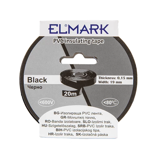 ELMARK  51021 SZIGETELŐ SZALAG 20mx19mm FEKETE