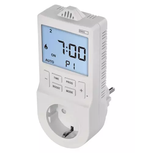 EMOS, 2 az 1-ben konnektoros, digitális termosztát időzítő funkcióval, schuko P5660SH