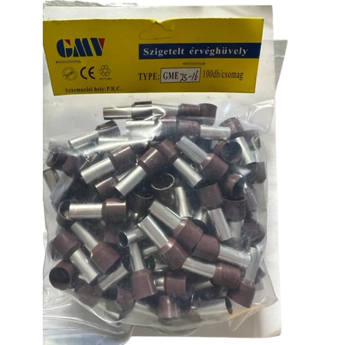 GMV érvéghüvely szigetelt 25 mm2 barna 16 mm 100db/csomag GME2516