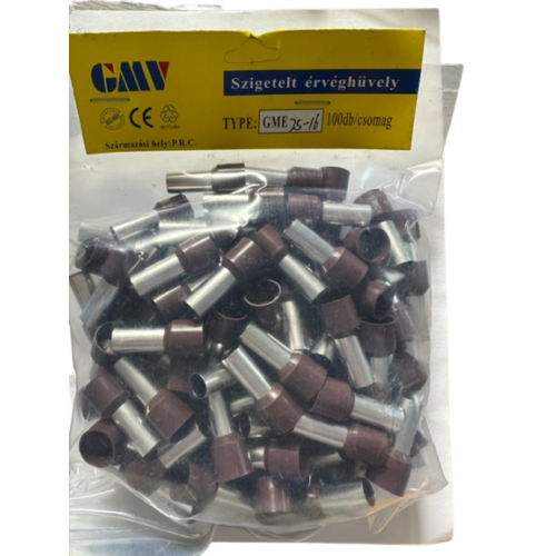 GMV érvéghüvely szigetelt 25 mm2 barna 16 mm 100db/csomag GME2516
