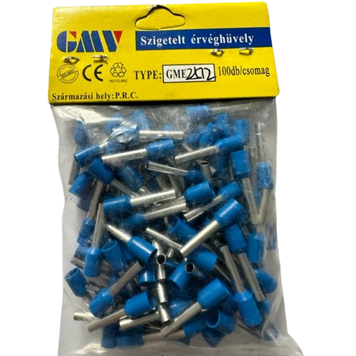 GMV érvéghüvely szigetelt 2,5 mm2 kék 12 mm 100db/csomag GME2512