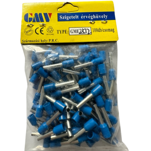 GMV érvéghüvely szigetelt 2,5 mm2 kék 12 mm 100db/csomag GME2512