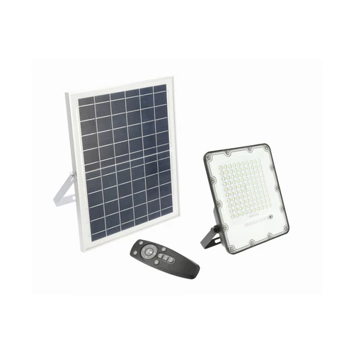 GTV LD-BRAVOS100W-64 Solar LED reflektor BRAVOS, 100W, 1000lm, 6400K, IP65, 120°, napelem, távirányító, 3 év