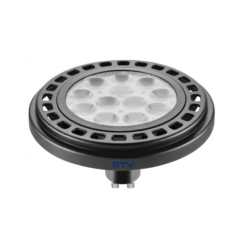 GTV LD-ES11100-30 LED fényforrás.AR111/ES111, 12W, GU10, 950 lm, AC220-240V, 50-60Hz, 45°, 104mA, 3000K, fekete, b.w., 65mm