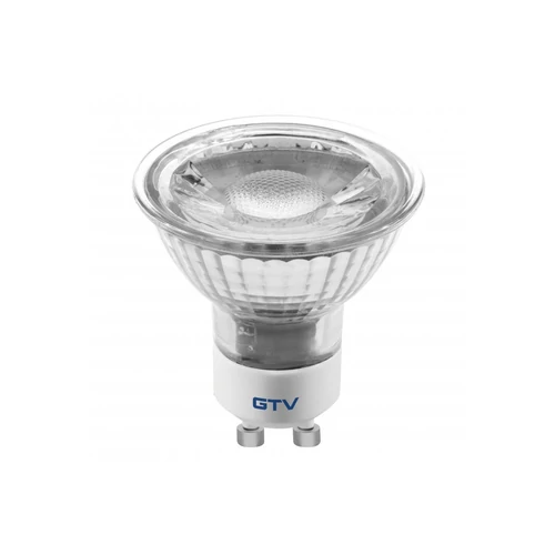 GTV LD-SZ5010-64 LED izzó 5W, GU10, SMD 2835, hideg fehér, AC220-240V, üveg, sugárzási szög 38°, 400lm, 43mA