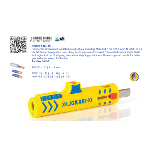 Jokari kábelcsupaszító 8-13mm (0,2-4mm2) Secura No.15 J30155