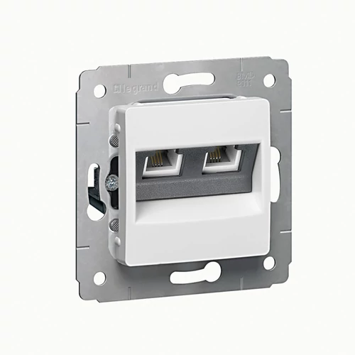 Legrand Cariva 2xRJ45 Cat6 UTP informatikai csatlakozóaljzat keret nélkül Fehér 773642