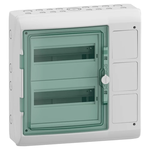 Schneider 13439 MUREVA (Kaedra) Kiselosztó illesztődobozzal, átlátszó ajtó, 2x12 modul+3 nyílás