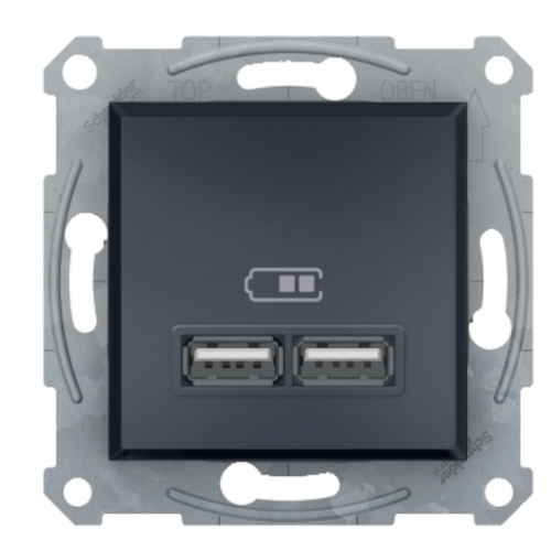 EPH2700271 ASFORA Dupla USB töltő, 2.1A, A+A, antracit