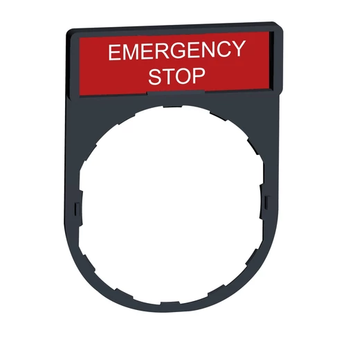 Schneider ZBY2330 Harmony címketartó 30x40 mm, Ø22 készülékekhez, 8x27 mm felirati címkével, EMERGENCY STOP