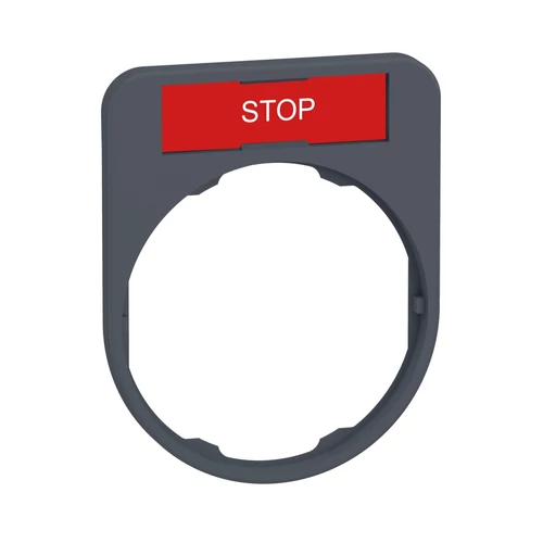 Schneider ZBYF2304C0 Harmony címketartó, 40x50 mm, Ø30 süllyesztett készülékhez, 8x27 címkéhez, STOP, szürke perem