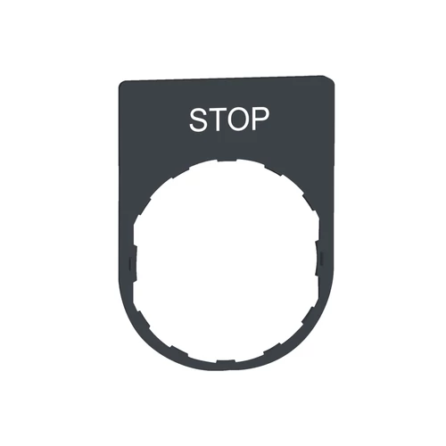 Schneider ZBYP2304 Harmony felirati tábla, 30x40 mm, műanyag, Ø22 készülékekhez, gravírozott, STOP