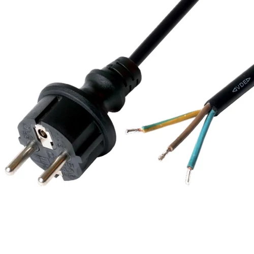 SOMOGYI Home N 8-3/1,5 hálózati csatlakozókábel, 3 m, H05RR-F3G1,5mm2 gumikábellel,  IP44 csatlakozódugó, védőérintkezős, max.3680W, fekete