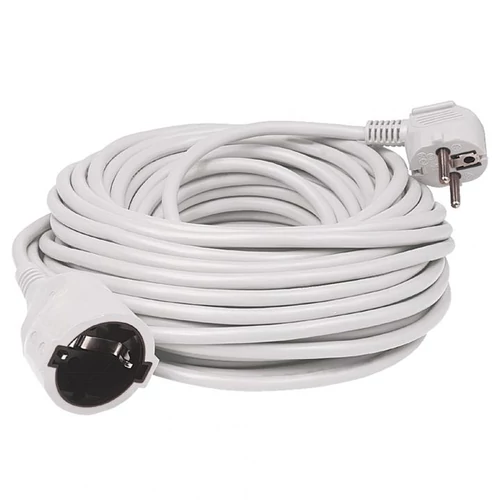 SOMOGYI Home NV 2-20/WH/1,5 hosszabító, 20 m, H05VV-F 3G1,5 mm2 kábel, IP 20 kivitel, 250V~/16A/3680W, pipa alakú dugó és egyenes lengő aljzat, fehér színű