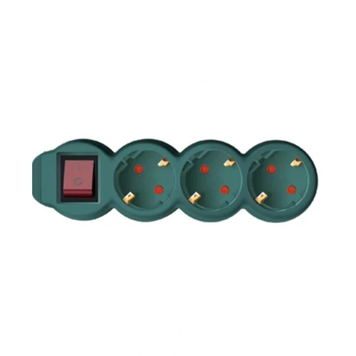 SOMOGYI Home NV 3K-5/GR/1,5 hálózati elosztó, 5 m, H05VV-F 3G1,5 mm2 kábel, kétpólusú kapcsoló, IP20 kivitel, 3 védőérintkezős aljzat, max. 3500W, zöld