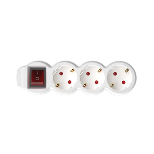 SOMOGYI Home NV 3K-5/WH/1,5 hálózati elosztó, 5 m, H05VV-F 3G1,5 mm2 kábel, kétpólusú kapcsoló, IP20 kivitel, 3 védőérintkezős aljzat, max. 3500W, fehér