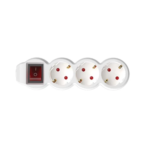 SOMOGYI Home NV 3K/WH/1,5 hálózati elosztó, 1,5 m, H05VV-F 3G1,5 mm2 kábel, kétpólusú kapcsoló, IP20 kivitel, 3 védőérintkezős aljzat, max. 3500W, fehér
