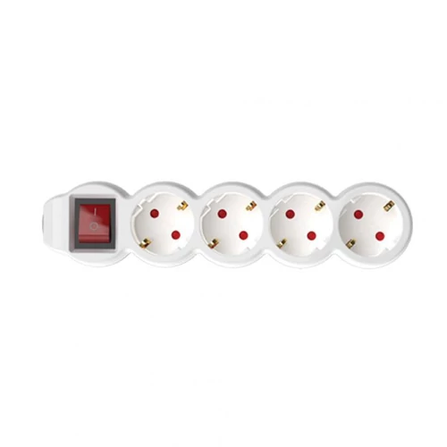 SOMOGYI Home NV 4K-3/WH/1,5 hálózati elosztó, 3 m, H05VV-F 3G1,5 mm2 kábel, kétpólusú kapcsoló, IP20 kivitel, 4 védőérintkezős aljzat, max. 3500W, fehér