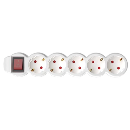 SOMOGYI Home NV 5K-3/WH/1,5 hálózati elosztó, 3 m, H05VV-F 3G1,5 mm2 kábel, kétpólusú kapcsoló, IP20 kivitel, 5 védőérintkezős aljzat, max. 3500W, fehér