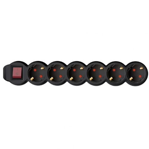 SOMOGYI Home NV 6K-3/BK/1,5 hálózati elosztó, 3 m, H05VV-F 3G1,5 mm2 kábel, kétpólusú kapcsoló, IP20 kivitel, 6 védőérintkezős aljzat, max. 3500W, fekete