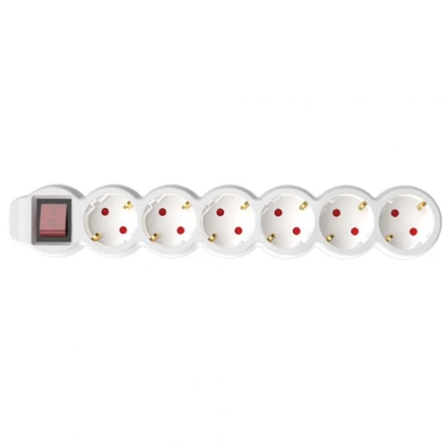 SOMOGYI Home NV 6K-5/WH/1,5 hálózati elosztó, 5 m, H05VV-F 3G1,5 mm2 kábel, kétpólusú kapcsoló, IP20 kivitel, 6 védőérintkezős aljzat, max. 3500W, fehér