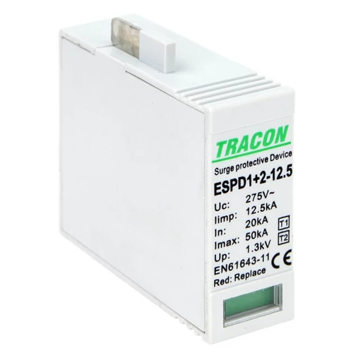 Tracon ESPD1+2-12.5MO T1+T2 AC típusú túlfeszültséglevezető betét 12.5 M Uc:275V, Iimp:12,5kA, In:20kA, Imax:50kA, Up:1,3kV
