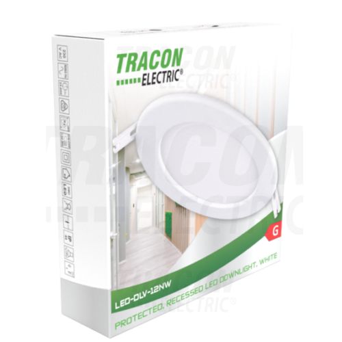 TRACON LED-DLV-12NW Védett, beépíthető LED mélysugárzó, fehér 4000K