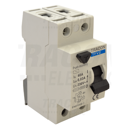 TRACON TFV2-40300 Áram-védőkapcsoló, 2P, 40A, 300mA, 6kA, AC