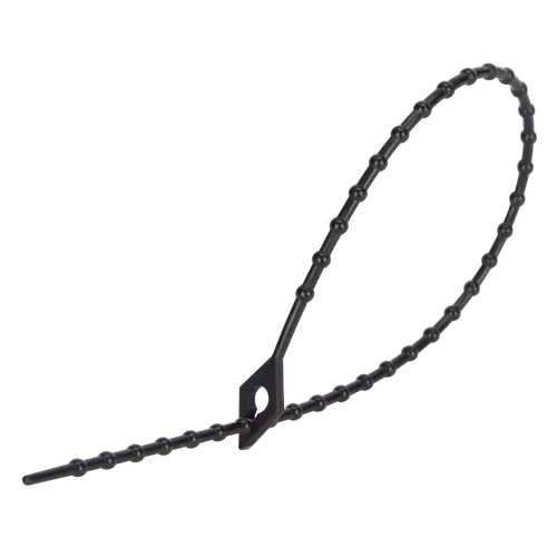 Tracon 160F-GY Gyöngyös nyitható kábelkötegelő, fekete 150×1,7mm, D=4-38mm, PA6.6