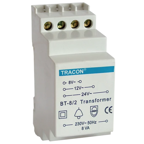 Tracon BT-8/2 Biztonsági (csengő) transzformátor 230V / 8-12-24V AC, max.8 VA