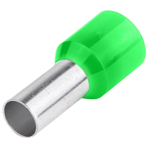 Tracon E22 Szigetelt (PA6.6) érvéghüvely, ónozott elektrolitréz, zöld 6mm2, L=20mm