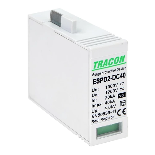 Tracon ESPD2-DC40-1000VGO T2 DC típusú VG túlfeszültséglevezető, betét 1000V Ucpv: 1200V, In:20kA, Imax:40kA, Up:4kV, Var+GTD