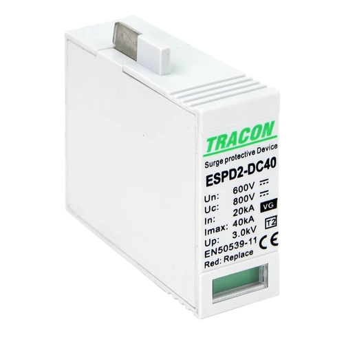 Tracon ESPD2-DC40-600VGO T2 DC típusú VG túlfeszültséglevezető betét 600V Ucpv: 800V, In:20kA, Imax:40kA, Up:2,6kV, Var+GTD
