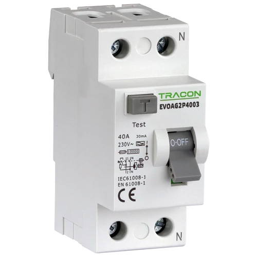 Tracon EVOAV2P4003 Áram-védőkapcsoló, 2 pólusú 40A, 30mA, 10kA, AC