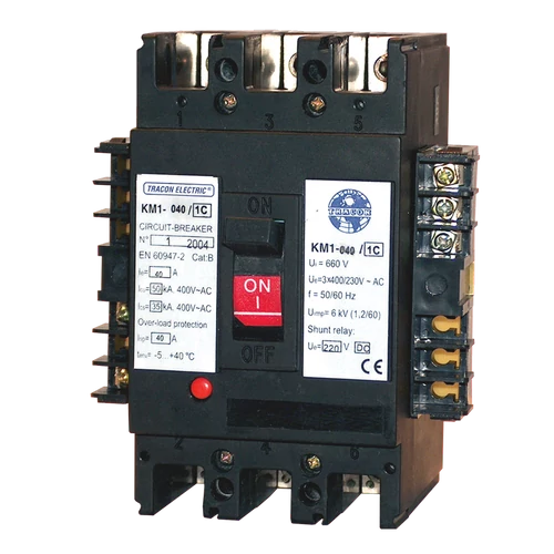 Tracon KM1-032/2 Kompakt megszakító, 230V AC feszültségcsökkenési kioldóval 3×230/400V, 50Hz, 32A, 50kA, 1×CO