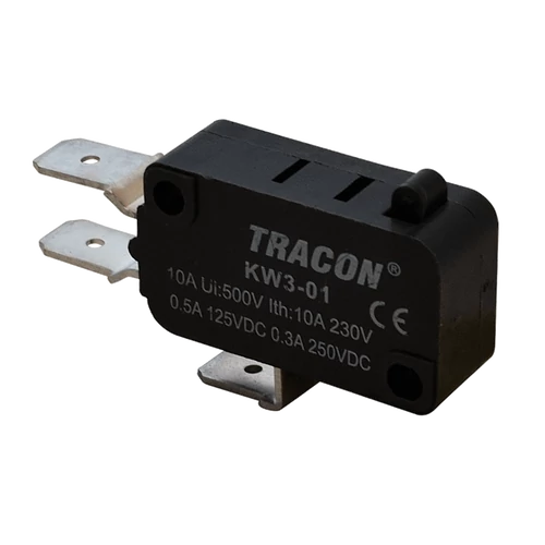 Tracon KW3-01 Helyzetkapcsoló, mikro, ütközős 1×CO 10A/230VAC, 0,3A/250VDC, 6,3x0,8 mm, IP00