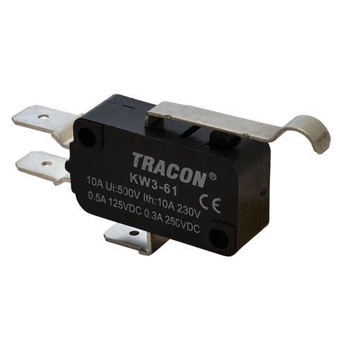 Tracon KW3-61 Helyzetkapcsoló, mikro, íves-rugószár 1×CO 10A/230VAC, 0,3A/250VDC, 28mm, 6,3x0,8 mm, IP00