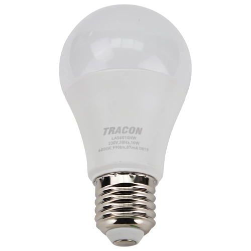 Tracon LAS6010NW Gömb burájú LED fényforrás SAMSUNG chippel 230V,50Hz,10W,4000K,E27,990 lm,200°,A60,SAMSUNG chip, EEI=F