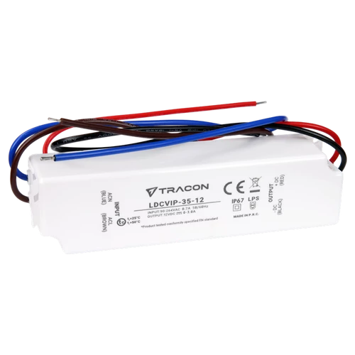 Tracon LDCVIP-35-12 Védett műanyag házas LED meghajtó 90-264VAC/12 VDC,35W,0-3A, IP67