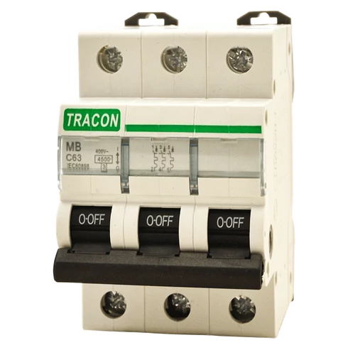 Tracon MB-3C-6 Kismegszakító, 3 pólus, C karakterisztika 6A, 4,5 kA