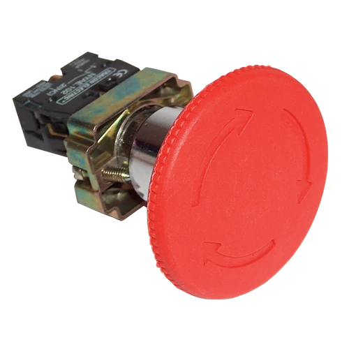 Tracon NYG442P30T Tokozott reteszelt gombafejű vészgomb, piros, elfordítással 1×NC, 3A/400V AC, IP44, d=30mm