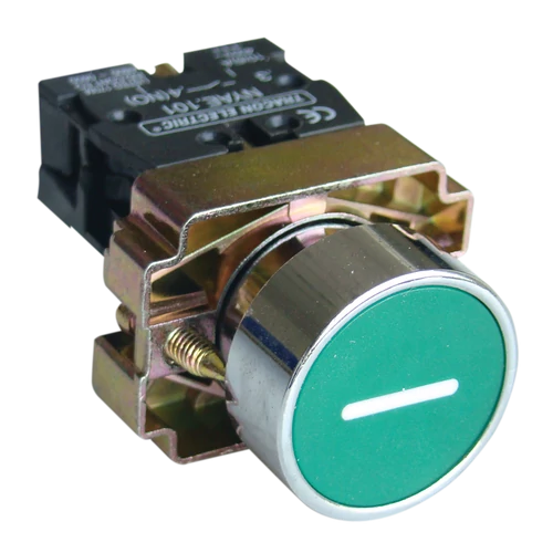 Tracon NYGBA3311Z Jelölt nyomógomb, fémalapra szerelt, zöld, (fehér I) 1×NO, 3A/240V AC, IP42