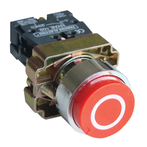 Tracon NYGBA4322PT Tokozott jelölt nyomógomb, fémalapra szer., piros, (fehér 0) 1×NC, 3A/240V AC, IP44