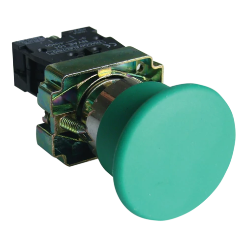 Tracon NYGBC31Z Gombafejű nyomógomb, fémalapra szerelt, zöld 1×NO, 3A/400V AC, IP42, d=40mm